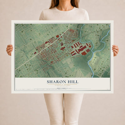 Map of Sharon Hill, Pennsylvania, 24 x 36 inch unframed archival matte print