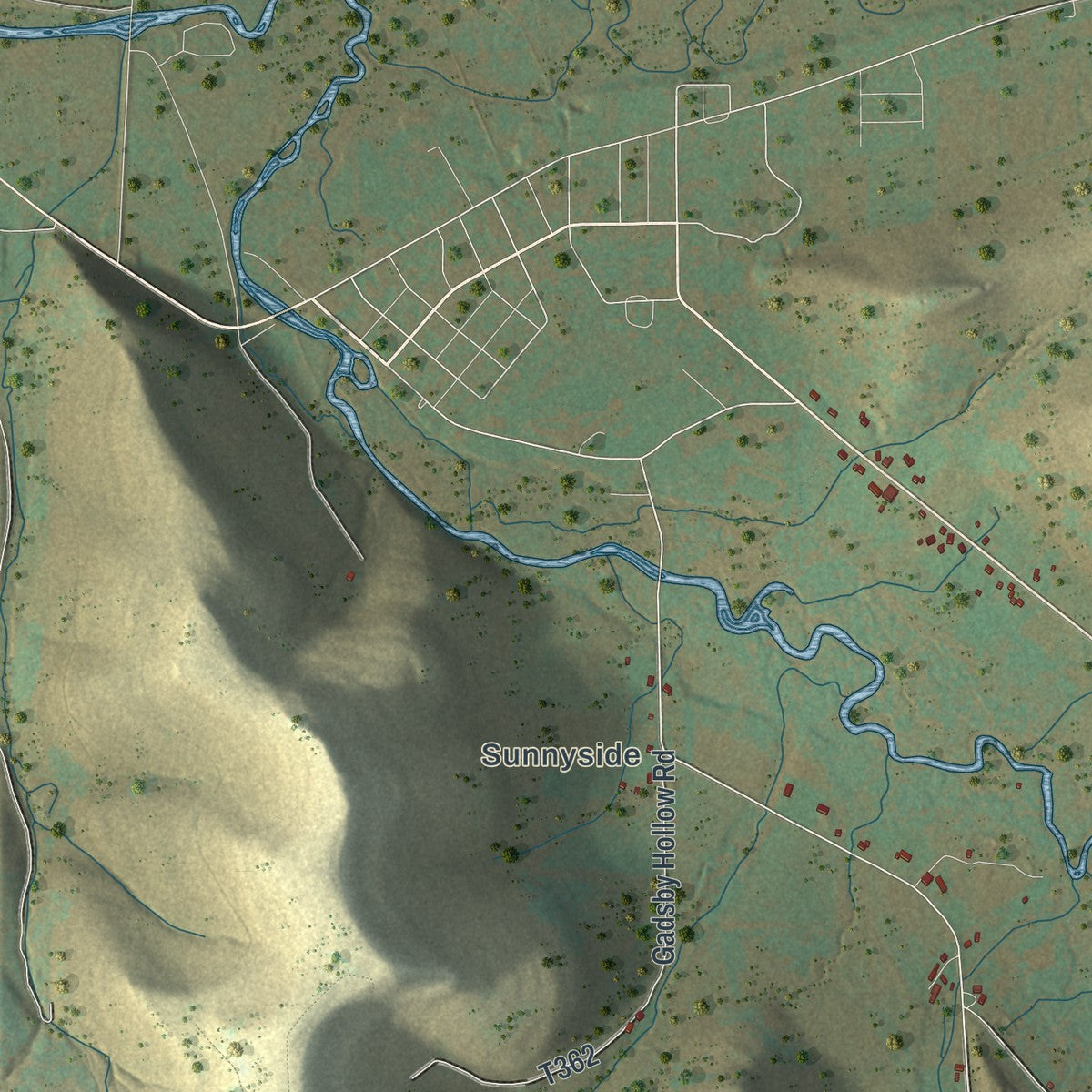 Second close-up of the map of Sharon, Potter County, Pennsylvania print showing more streets and buildings