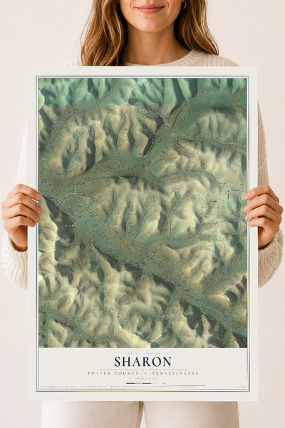 Map of Sharon, Potter County, Pennsylvania, 18 x 24 inch unframed archival matte print