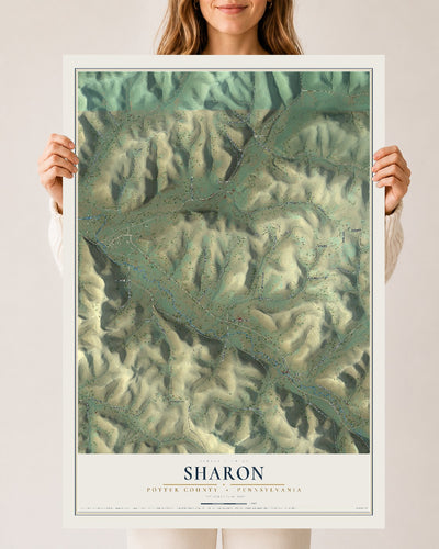 Map of Sharon, Potter County, Pennsylvania, 24 x 36 inch unframed archival matte print