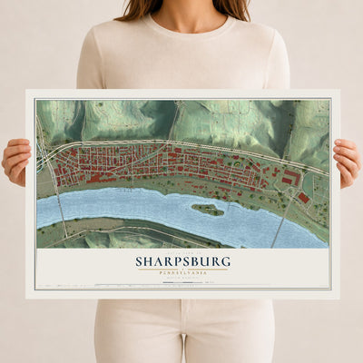 Map of Sharpsburg, Pennsylvania, 12 x 18 inch unframed archival matte print
