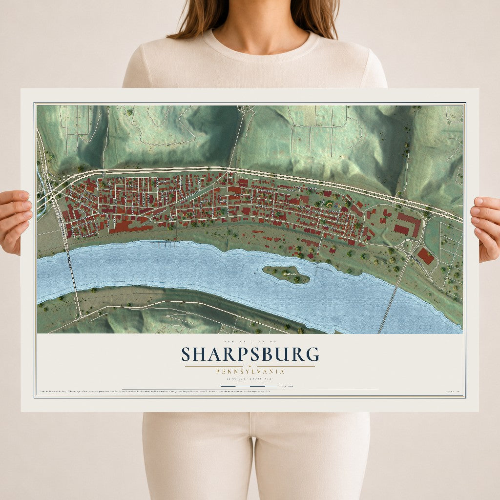 Map of Sharpsburg, Pennsylvania, 18 x 24 inch unframed archival matte print