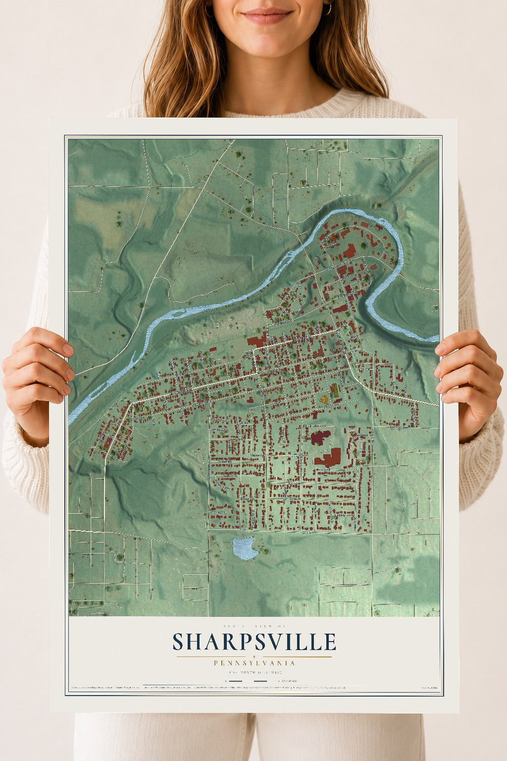 Map of Sharpsville, Pennsylvania, 18 x 24 inch unframed archival matte print