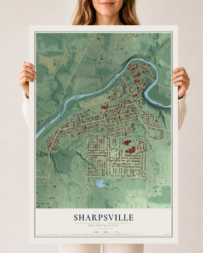 Map of Sharpsville, Pennsylvania, 24 x 36 inch unframed archival matte print