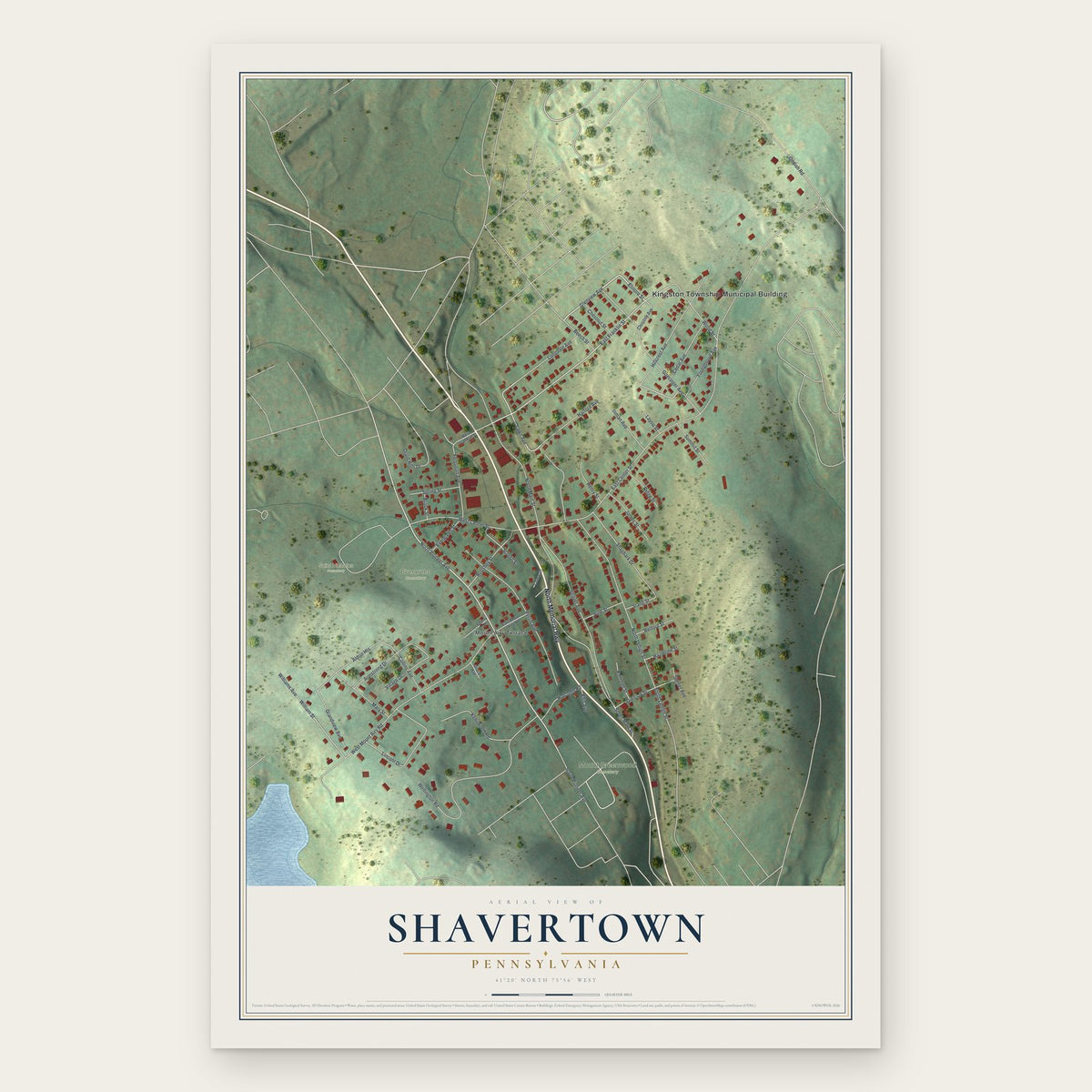 Shavertown, Pennsylvania map print, the full design