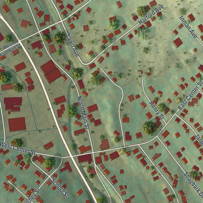 Close-up of the map of Shavertown, Pennsylvania print showing street and building detail