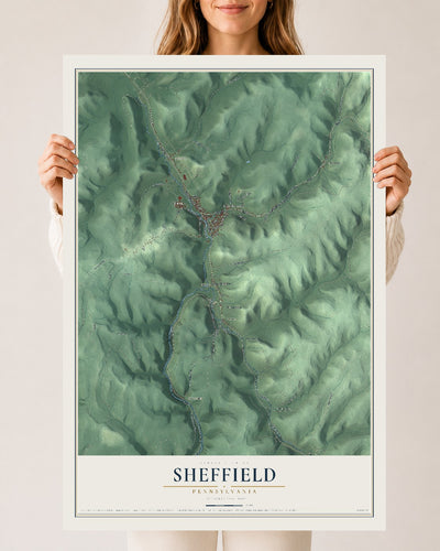 Map of Sheffield, Pennsylvania, 24 x 36 inch unframed archival matte print