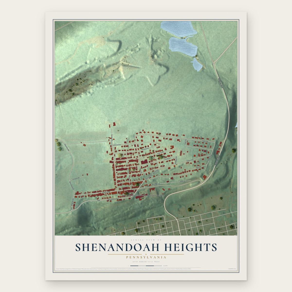 Shenandoah Heights, Pennsylvania map print, the full design
