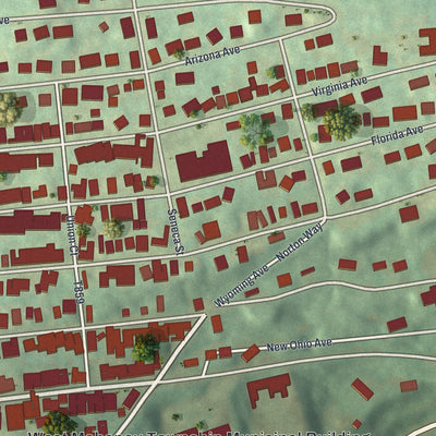 Close-up of the map of Shenandoah Heights, Pennsylvania print showing street and building detail