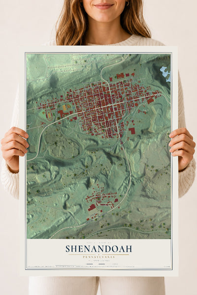 Map of Shenandoah, Pennsylvania, 18 x 24 inch unframed archival matte print