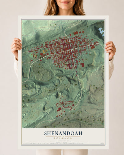 Map of Shenandoah, Pennsylvania, 24 x 36 inch unframed archival matte print