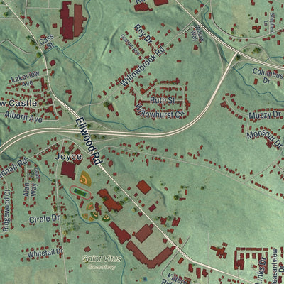 Close-up of the map of Shenango, Lawrence County, Pennsylvania print showing street and building detail
