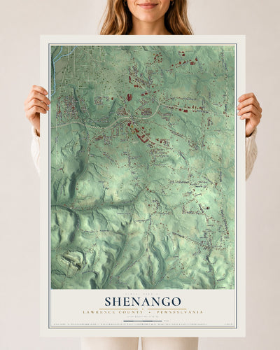 Map of Shenango, Lawrence County, Pennsylvania, 24 x 36 inch unframed archival matte print