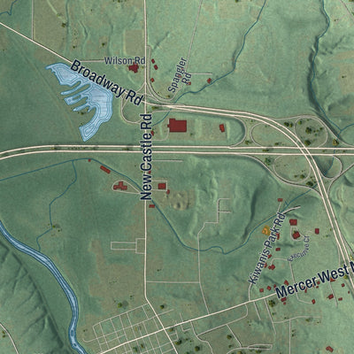 Second close-up of the map of Shenango, Mercer County, Pennsylvania print showing more streets and buildings