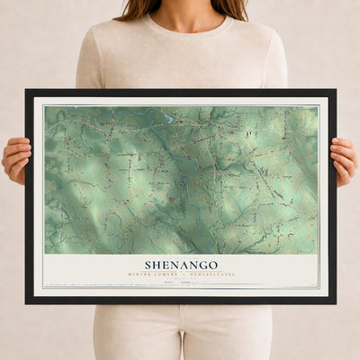 Map of Shenango, Mercer County, Pennsylvania, 12 x 18 inch print in a black wood frame