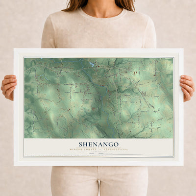 Map of Shenango, Mercer County, Pennsylvania, 12 x 18 inch print in a white wood frame