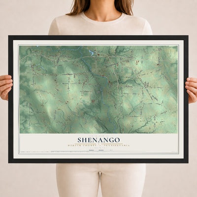 Map of Shenango, Mercer County, Pennsylvania, 18 x 24 inch print in a black wood frame