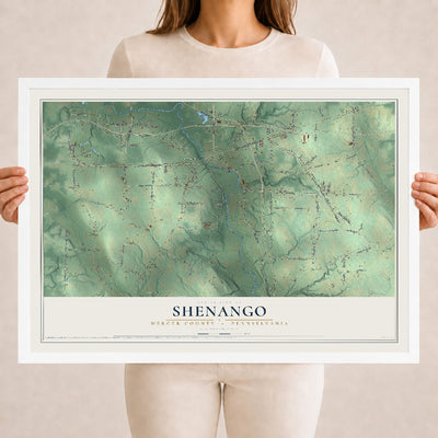 Map of Shenango, Mercer County, Pennsylvania, 18 x 24 inch print in a white wood frame
