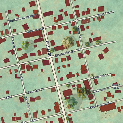 Close-up of the map of Sheppton, Pennsylvania print showing street and building detail
