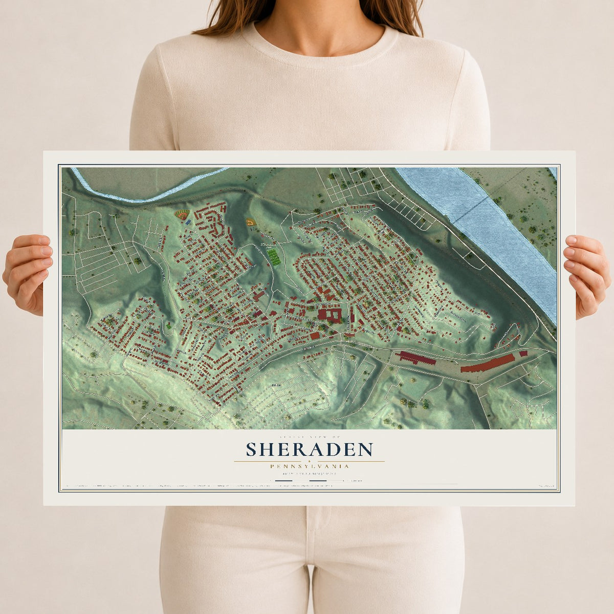 Map of Sheraden, Pennsylvania, 12 x 18 inch unframed archival matte print