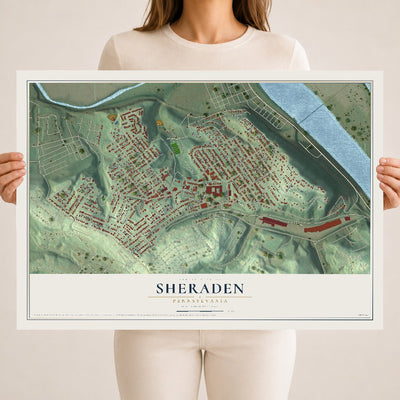 Map of Sheraden, Pennsylvania, 18 x 24 inch unframed archival matte print