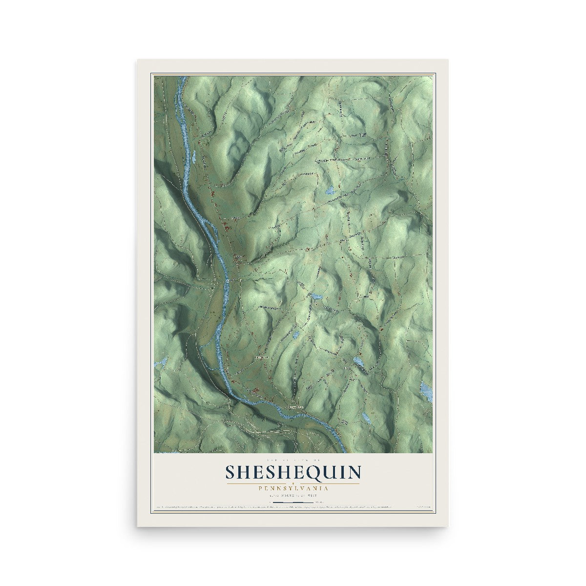 Map of Sheshequin, Pennsylvania, 12 x 18 inch unframed archival matte print