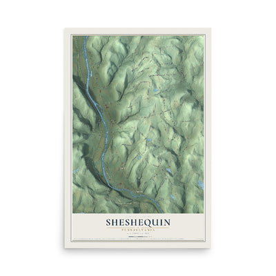 Map of Sheshequin, Pennsylvania, 12 x 18 inch unframed archival matte print