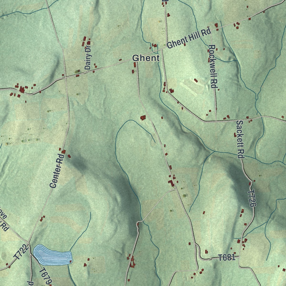 Close-up of the map of Sheshequin, Pennsylvania print showing street and building detail