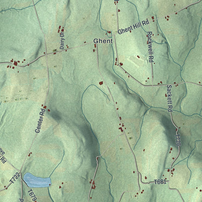 Close-up of the map of Sheshequin, Pennsylvania print showing street and building detail