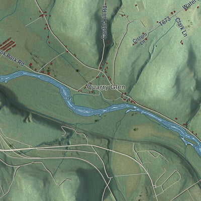 Second close-up of the map of Sheshequin, Pennsylvania print showing more streets and buildings