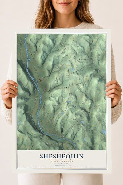 Map of Sheshequin, Pennsylvania, 18 x 24 inch unframed archival matte print