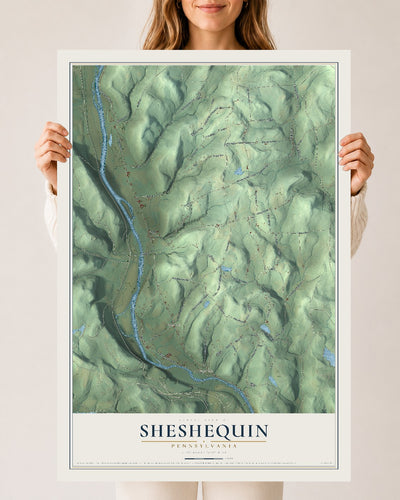 Map of Sheshequin, Pennsylvania, 24 x 36 inch unframed archival matte print