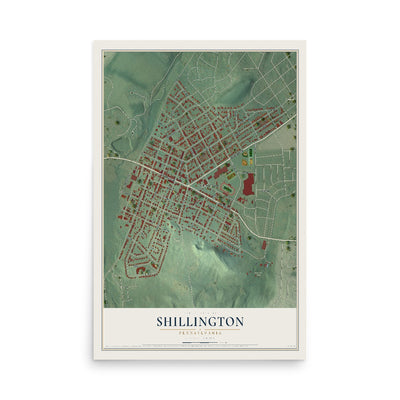 Map of Shillington, Pennsylvania, 12 x 18 inch unframed archival matte print