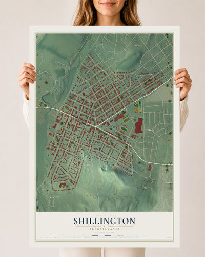 Map of Shillington, Pennsylvania, 24 x 36 inch unframed archival matte print