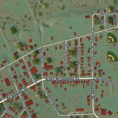 Close-up of the map of Shinglehouse, Pennsylvania print showing street and building detail