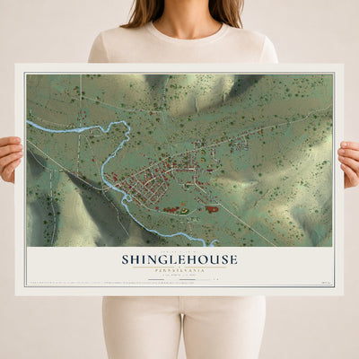 Map of Shinglehouse, Pennsylvania, 18 x 24 inch unframed archival matte print