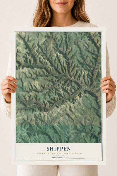 Map of Shippen, Cameron County, Pennsylvania, 18 x 24 inch unframed archival matte print