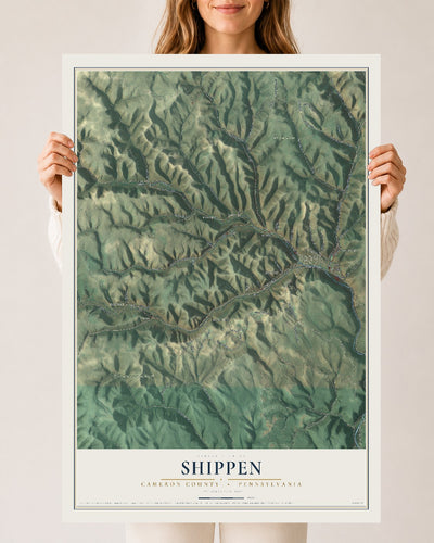 Map of Shippen, Cameron County, Pennsylvania, 24 x 36 inch unframed archival matte print