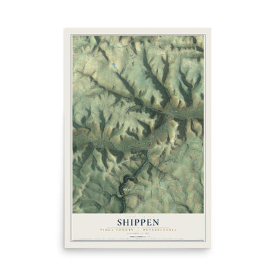 Map of Shippen, Tioga County, Pennsylvania, 12 x 18 inch unframed archival matte print