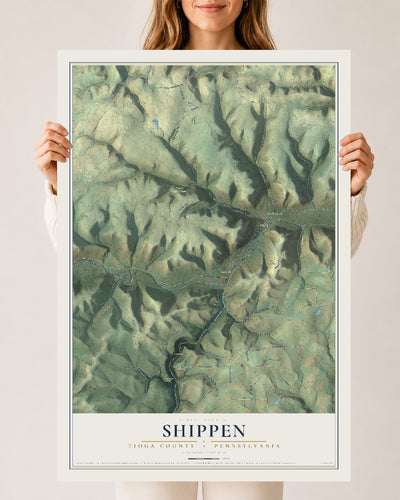 Map of Shippen, Tioga County, Pennsylvania, 24 x 36 inch unframed archival matte print
