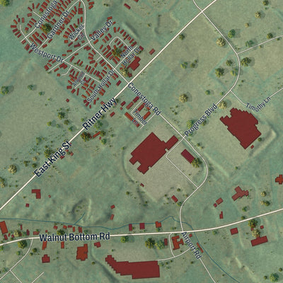 Second close-up of the map of Shippensburg, Cumberland County, Pennsylvania print showing more streets and buildings