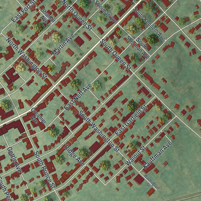 Close-up of the map of Shippensburg, Franklin County, Pennsylvania print showing street and building detail