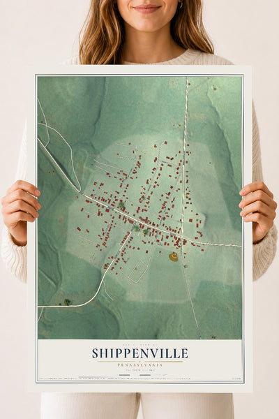 Map of Shippenville, Pennsylvania, 18 x 24 inch unframed archival matte print