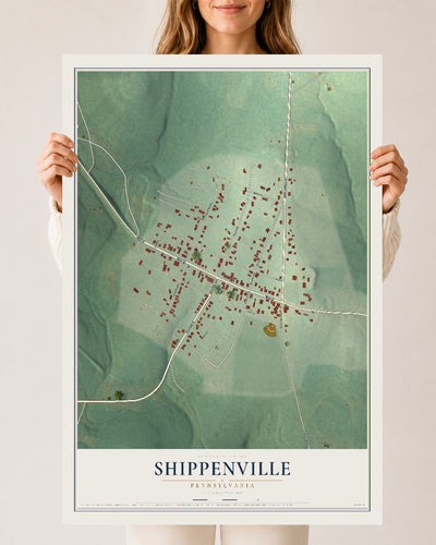 Map of Shippenville, Pennsylvania, 24 x 36 inch unframed archival matte print