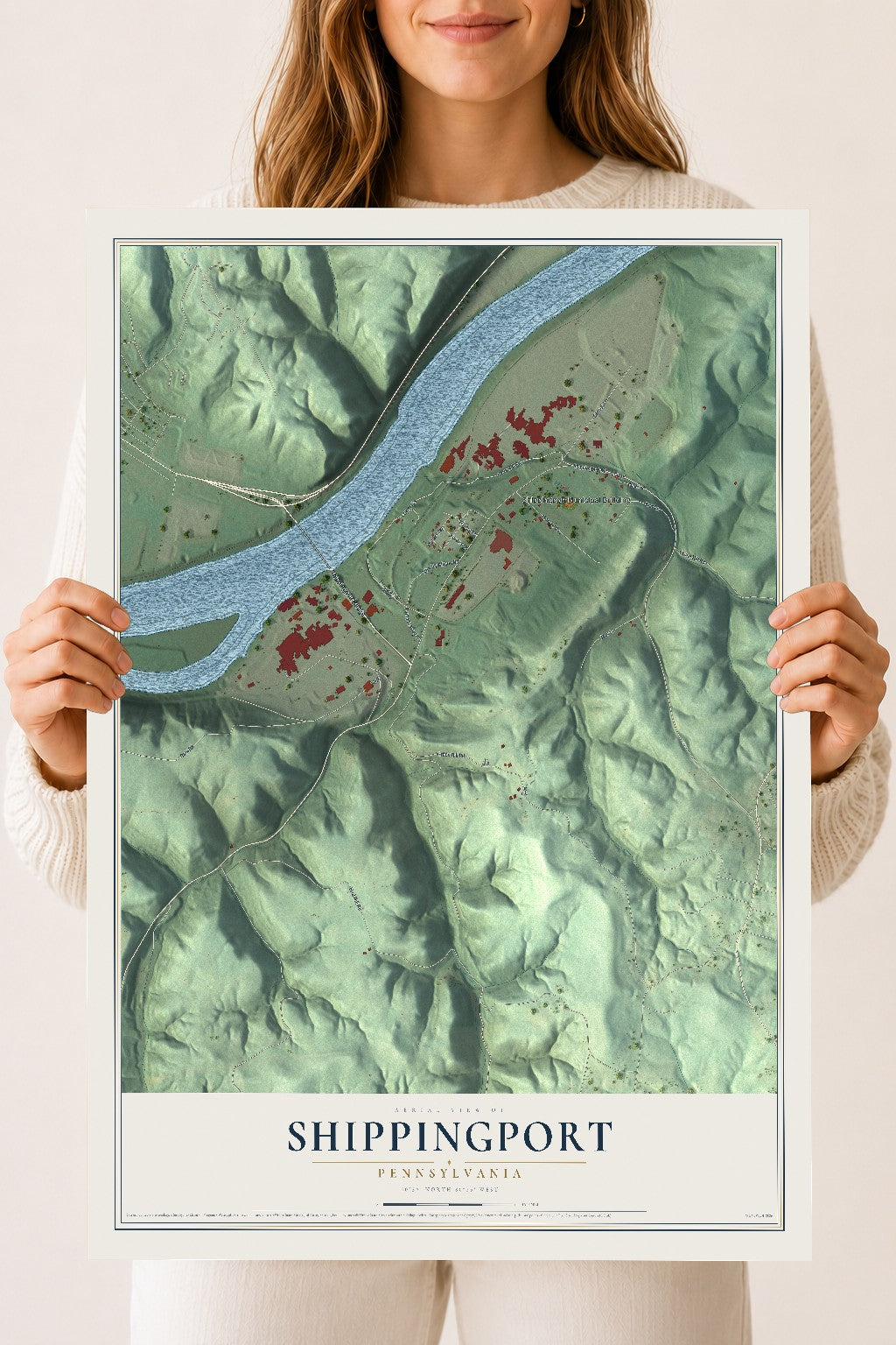 Map of Shippingport, Pennsylvania, 18 x 24 inch unframed archival matte print
