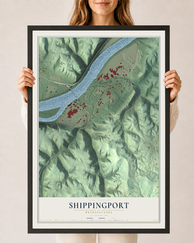 Map of Shippingport, Pennsylvania, 24 x 36 inch print in a black wood frame