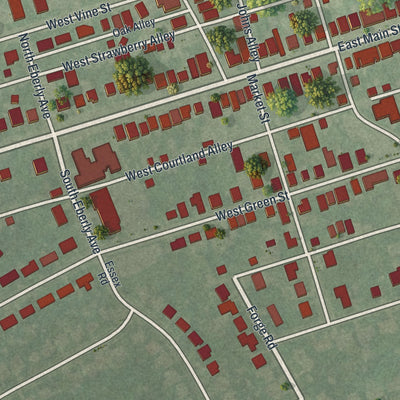 Close-up of the map of Shiremanstown, Pennsylvania print showing street and building detail