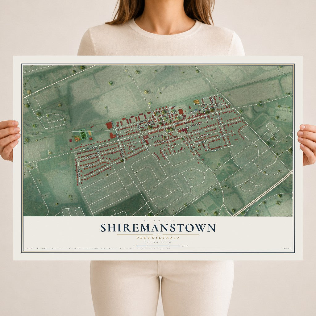 Map of Shiremanstown, Pennsylvania, 18 x 24 inch unframed archival matte print