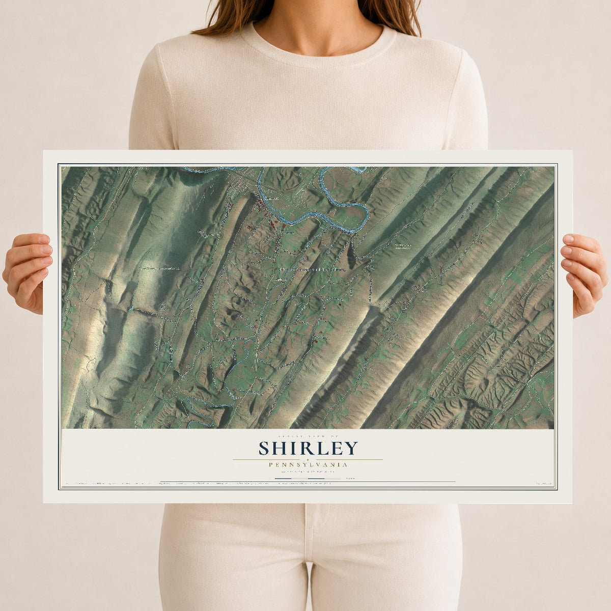 Map of Shirley, Pennsylvania, 12 x 18 inch unframed archival matte print