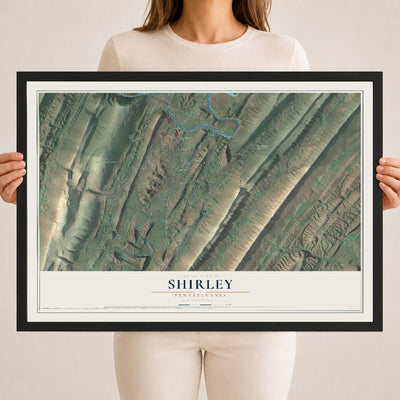 Map of Shirley, Pennsylvania, 18 x 24 inch print in a black wood frame